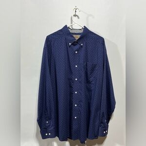 Ariat‎ Men's Dark Blue Patterned Button Down Shirt 100% Cotton Size XL